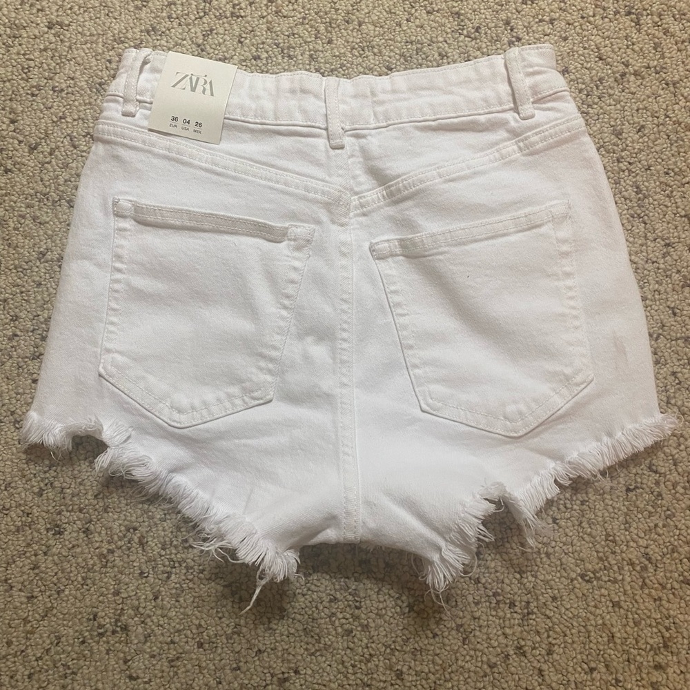 ZARA White Denim Shorts